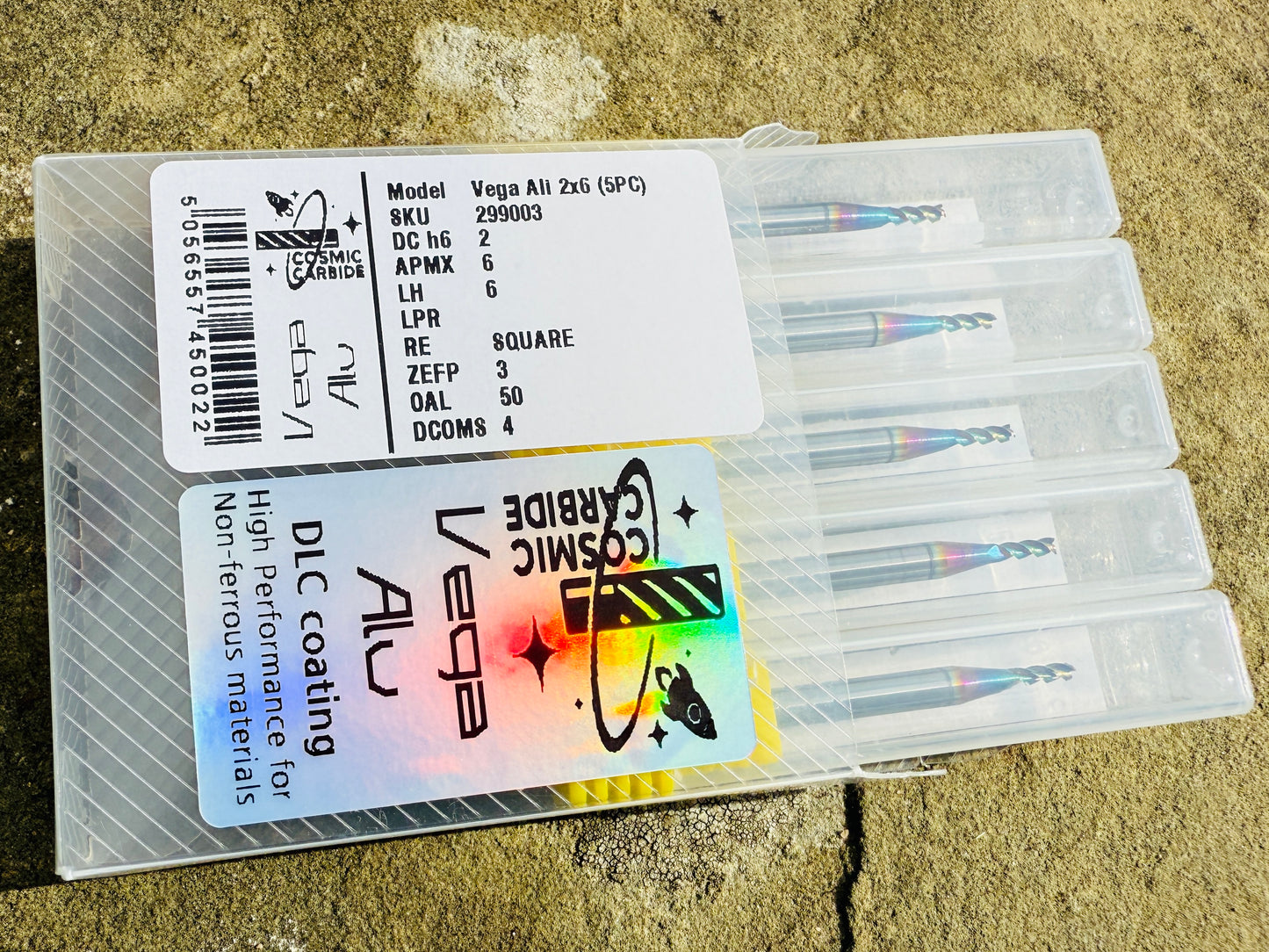 Cosmic Carbide - Vega DLC endmill - High Performance Aluminium Cutting - 5x Pack