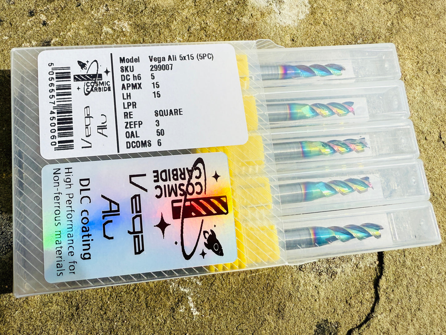 Cosmic Carbide - Vega DLC endmill - High Performance Aluminium Cutting - 5x Pack