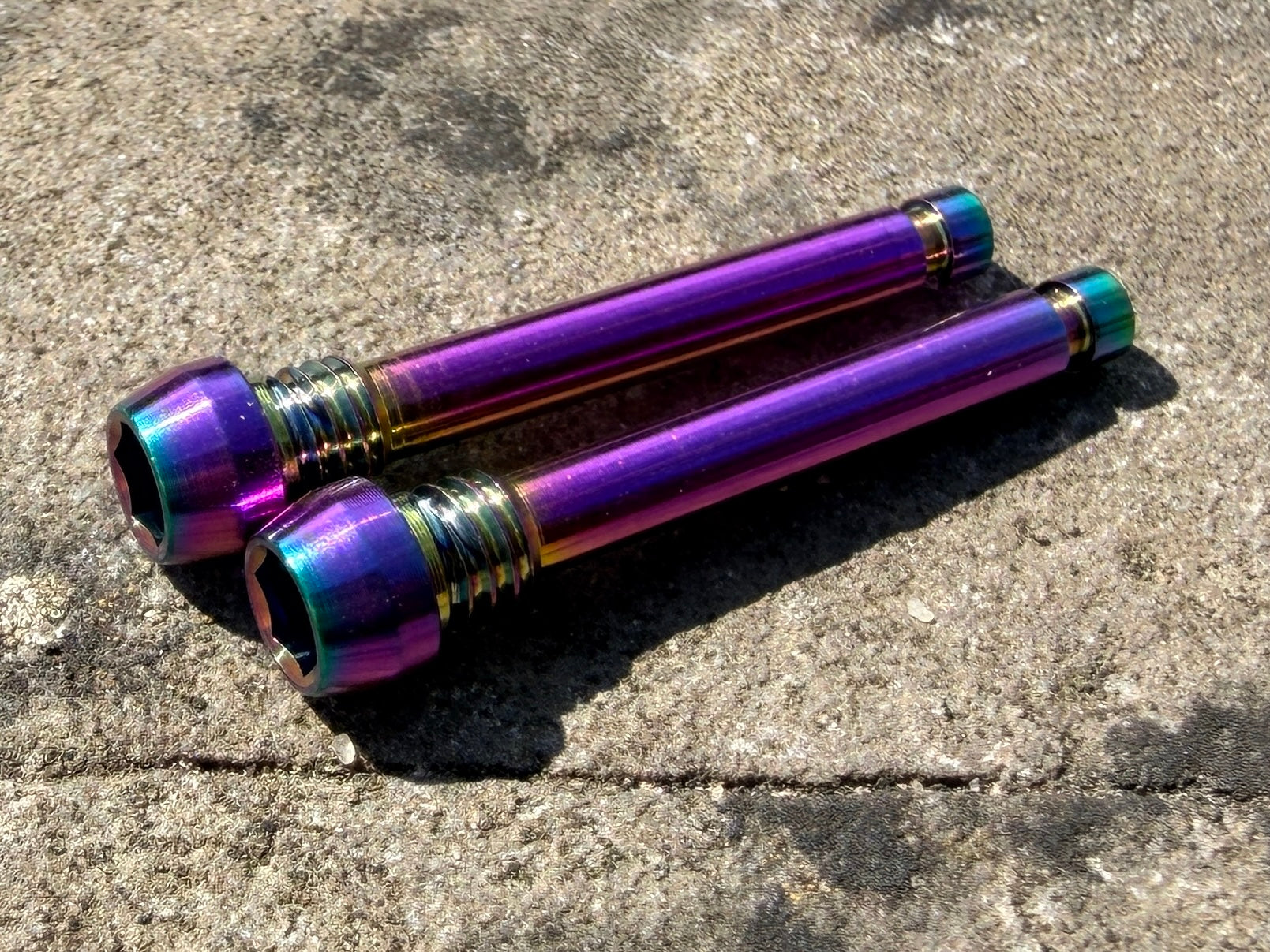 Rainbow Magura brake pad retention pins in cnc machined titanium