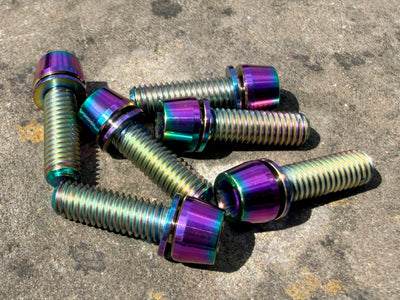oil slick titanium stem bolts precision CNC machined