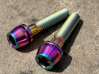 M6x32 rainbow  oil slick titanium stem bolts precision CNC machined with integrated washers