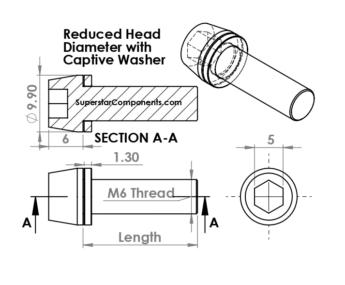 Technical drawing of titanium stem bolts precision CNC machined