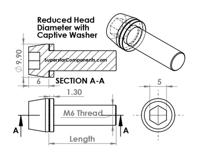 Technical drawing of titanium stem bolts precision CNC machined