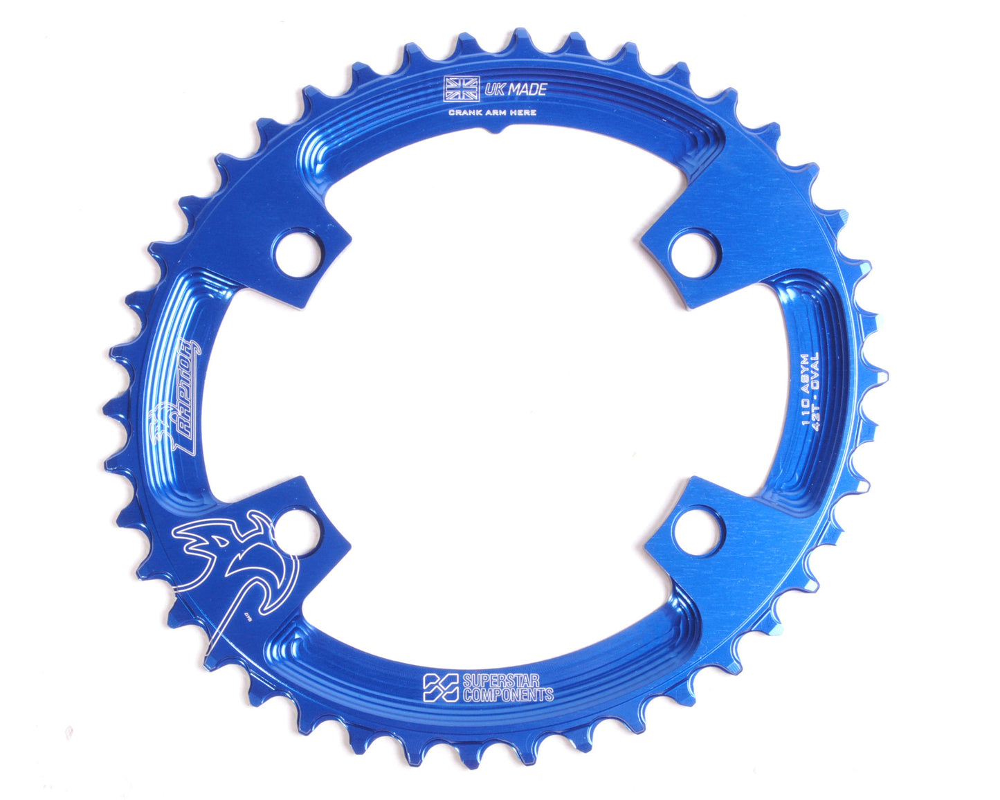 110ASYM Raptor Oval Chainring - UK MADE - CLEARANCE COLOUR